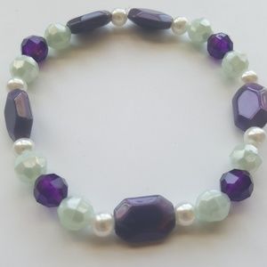 💜Purple/ Blue 💙/ White Pearl Bracelet